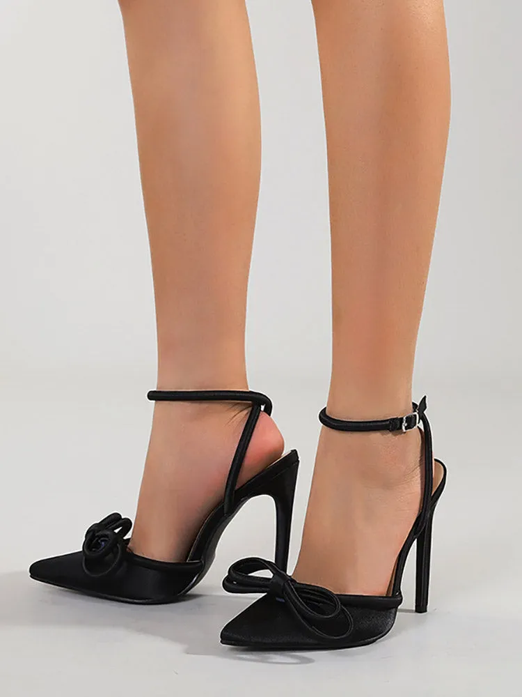 Amozae-Pointed Toe Bow Stiletto Heels