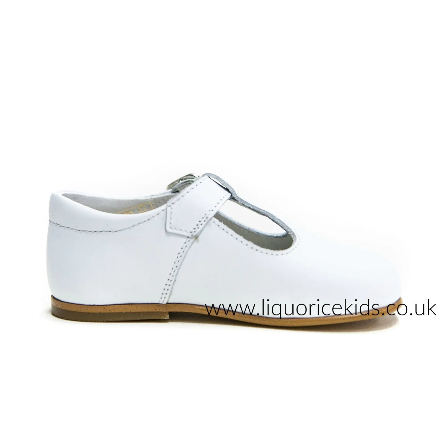 Andanines White Leather T-Bar Shoes