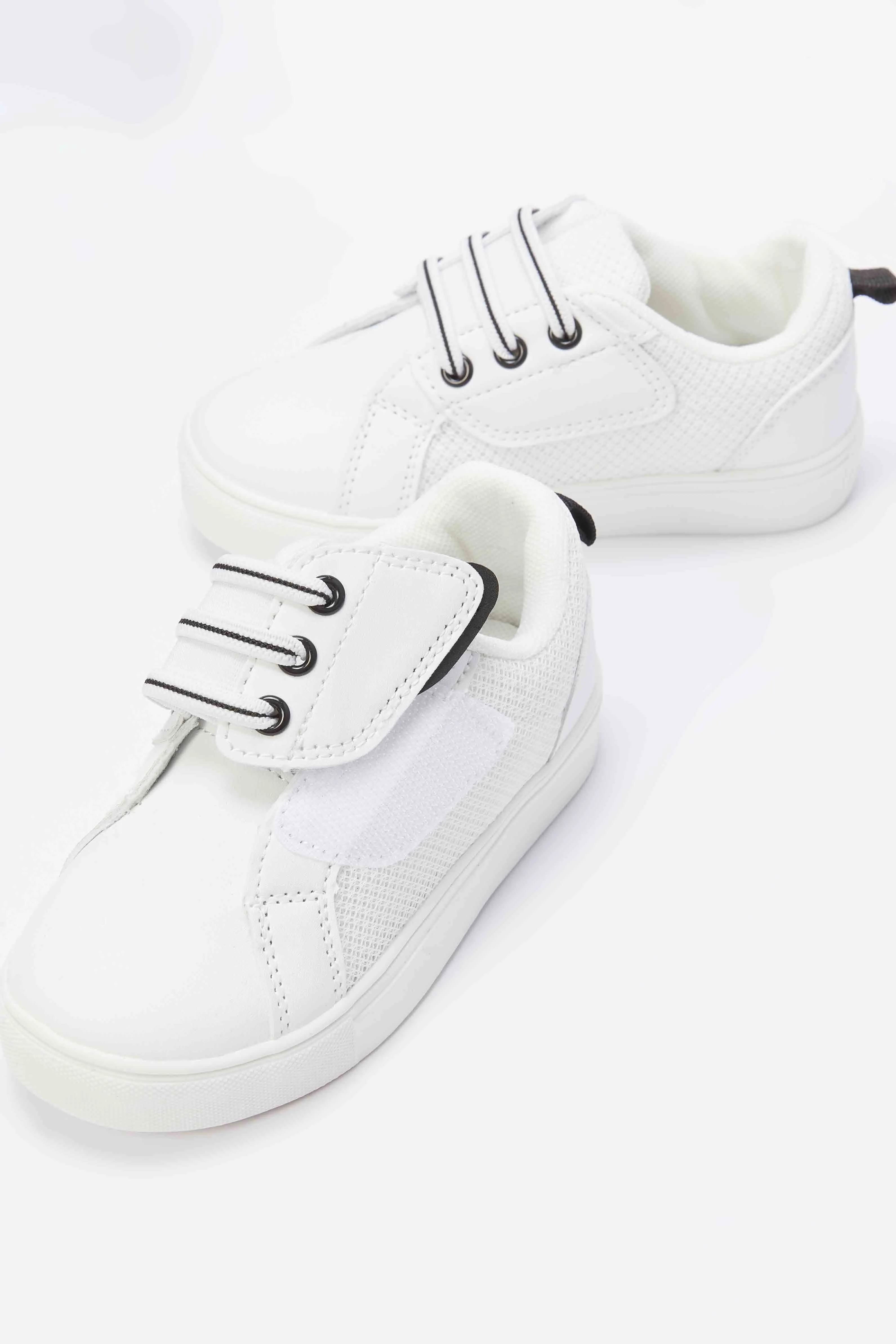 Baby Boys White Lace-Up Sneakers