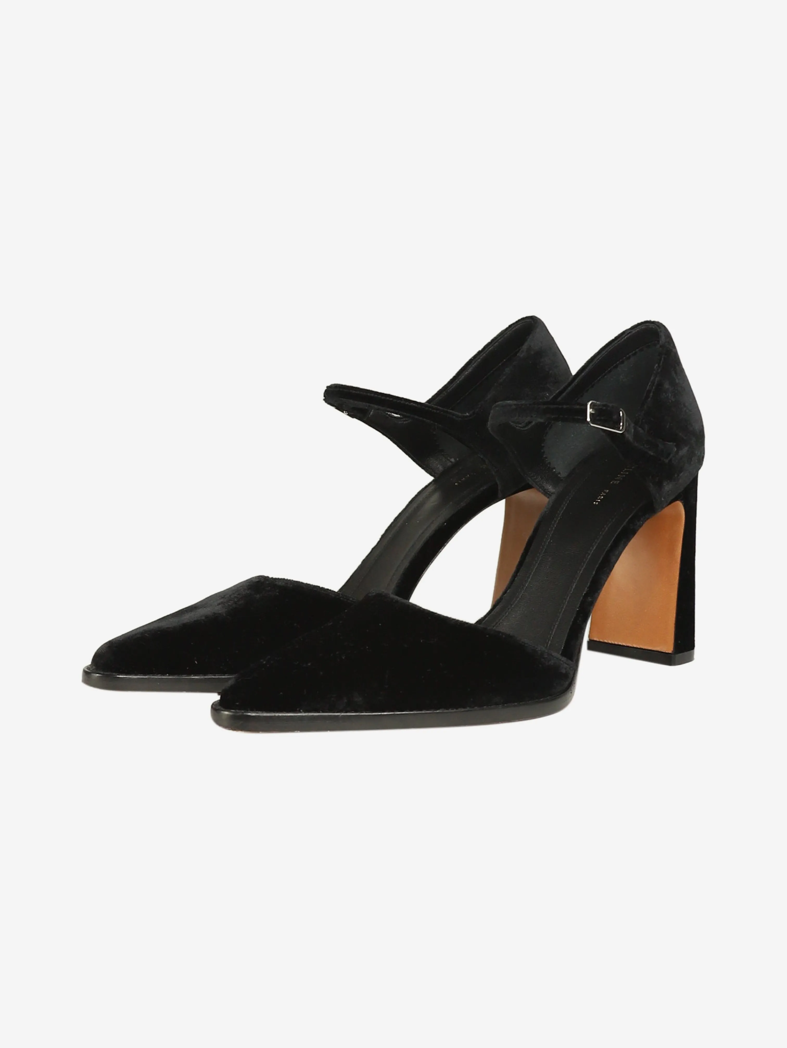 Black velvet pointed toe heels - size EU 38.5