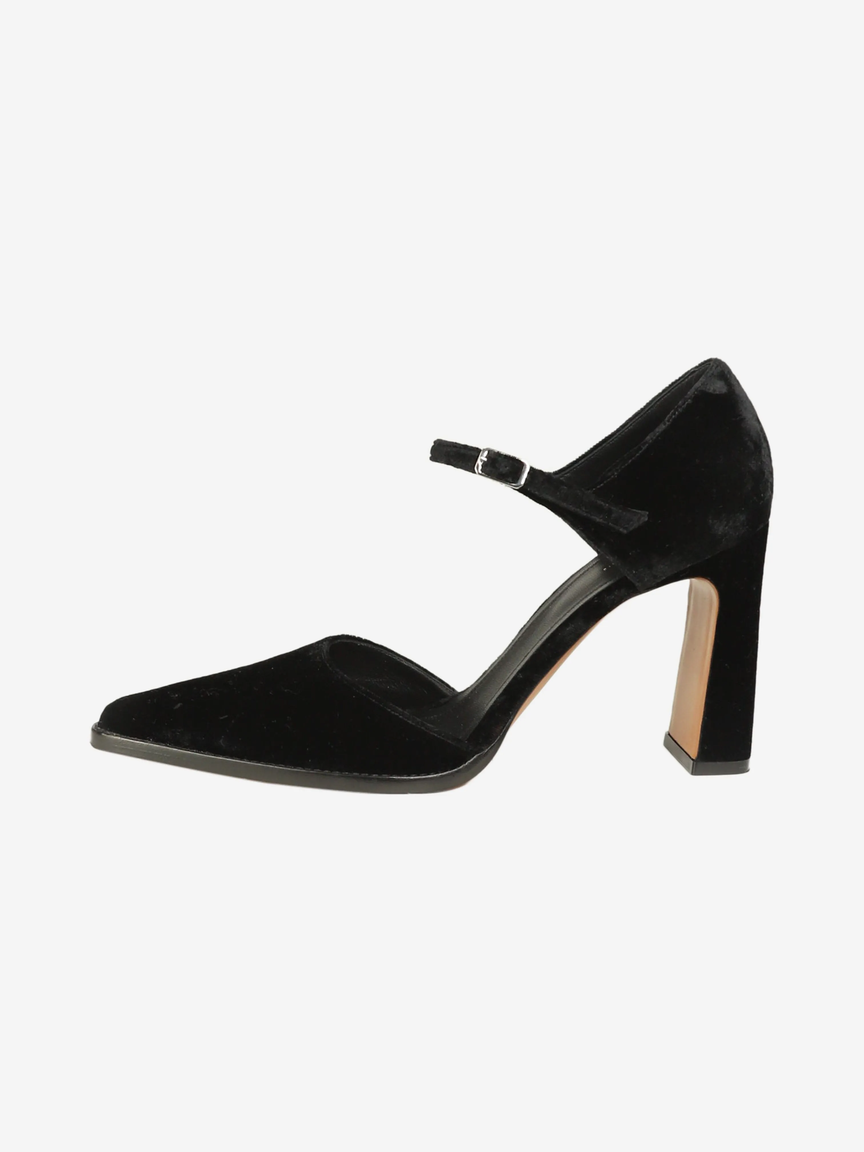 Black velvet pointed toe heels - size EU 38.5