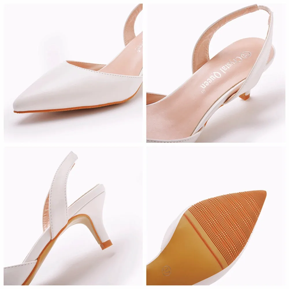 Brief Pointed Toe Heels Slingback Kitten Heels