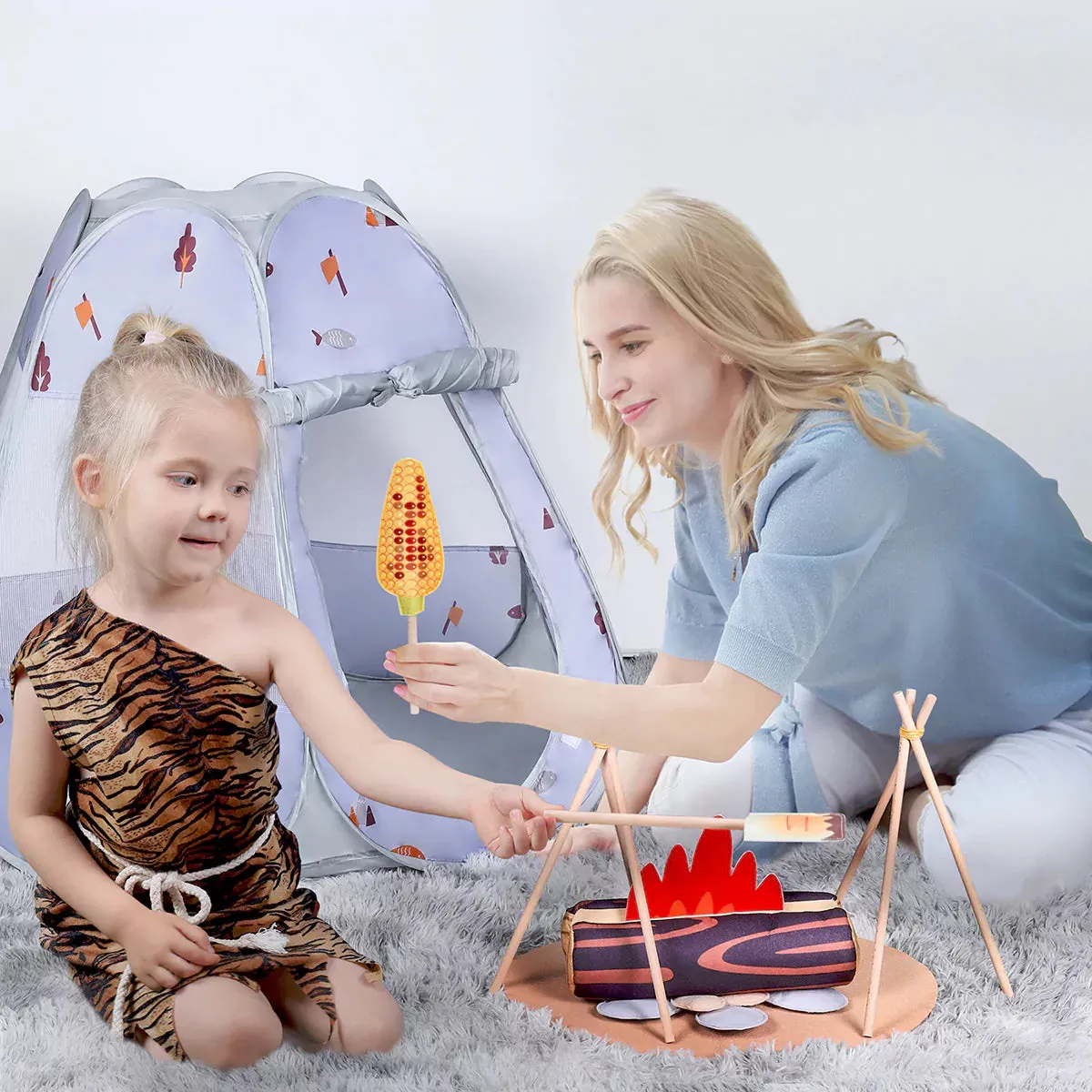 Camping set toy with tent pop up play tent, pretend play camping set, camping barbecue outdoor toy for kids children 3 Months 