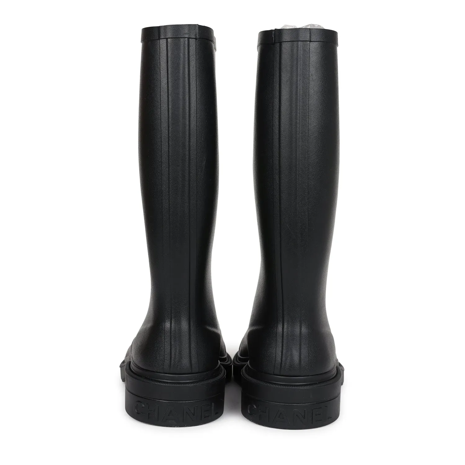 Chanel Black High Caoutchouc CC Boots EU 41