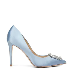 Cher - Crystal Buckle High Heel Stiletto Pump - Azure Blue