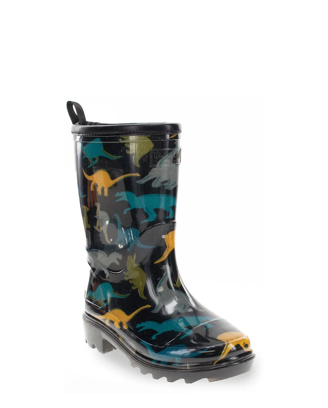 Dino Dimension Faux Fur Rain Boot - Black