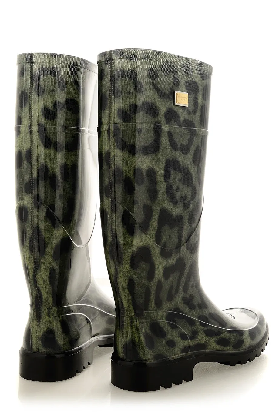 Dolce & Gabbana ANFIBIO Green Printed Rain Boots