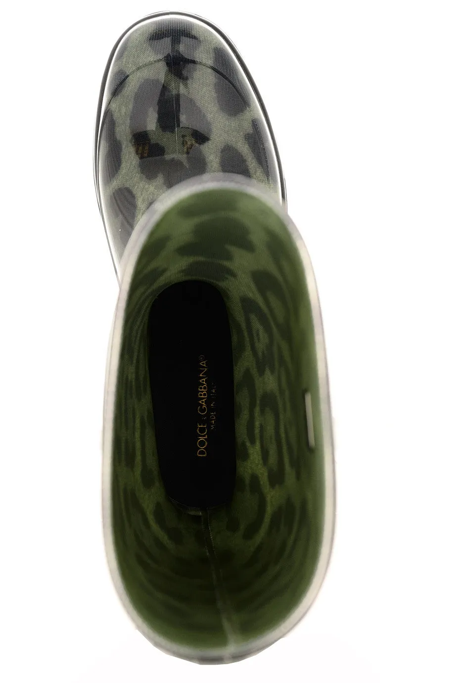 Dolce & Gabbana ANFIBIO Green Printed Rain Boots