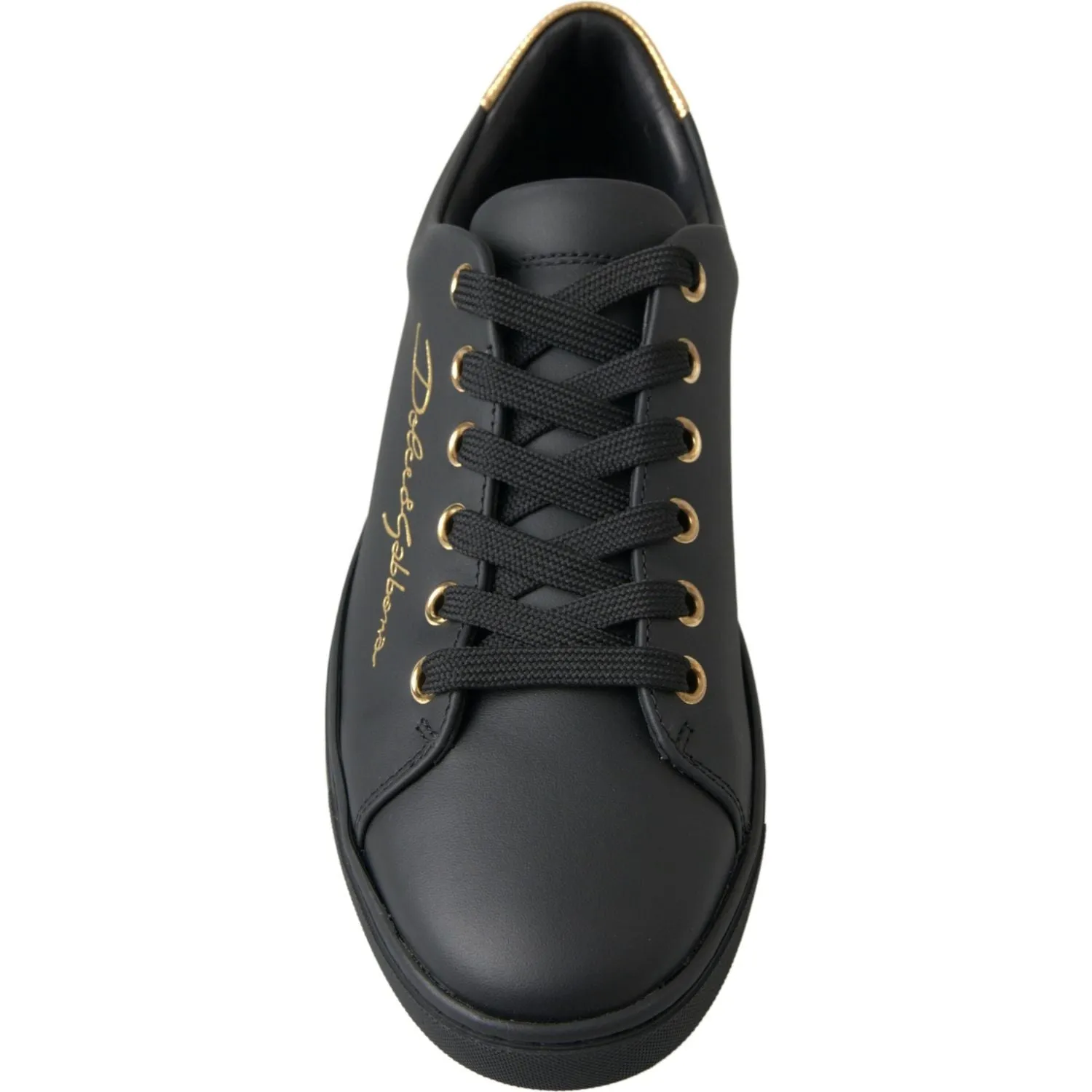 Dolce & Gabbana Black Gold Leather Classic Sneakers