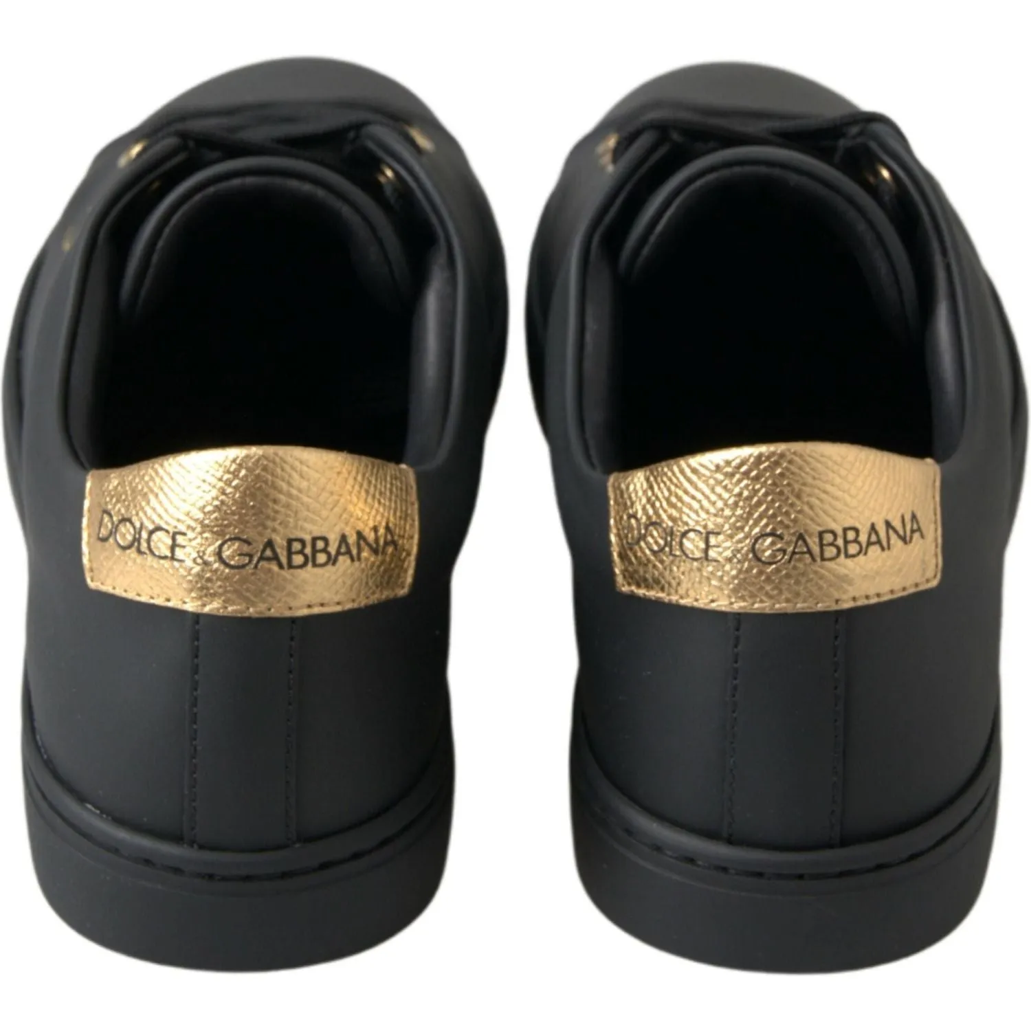 Dolce & Gabbana Black Gold Leather Classic Sneakers