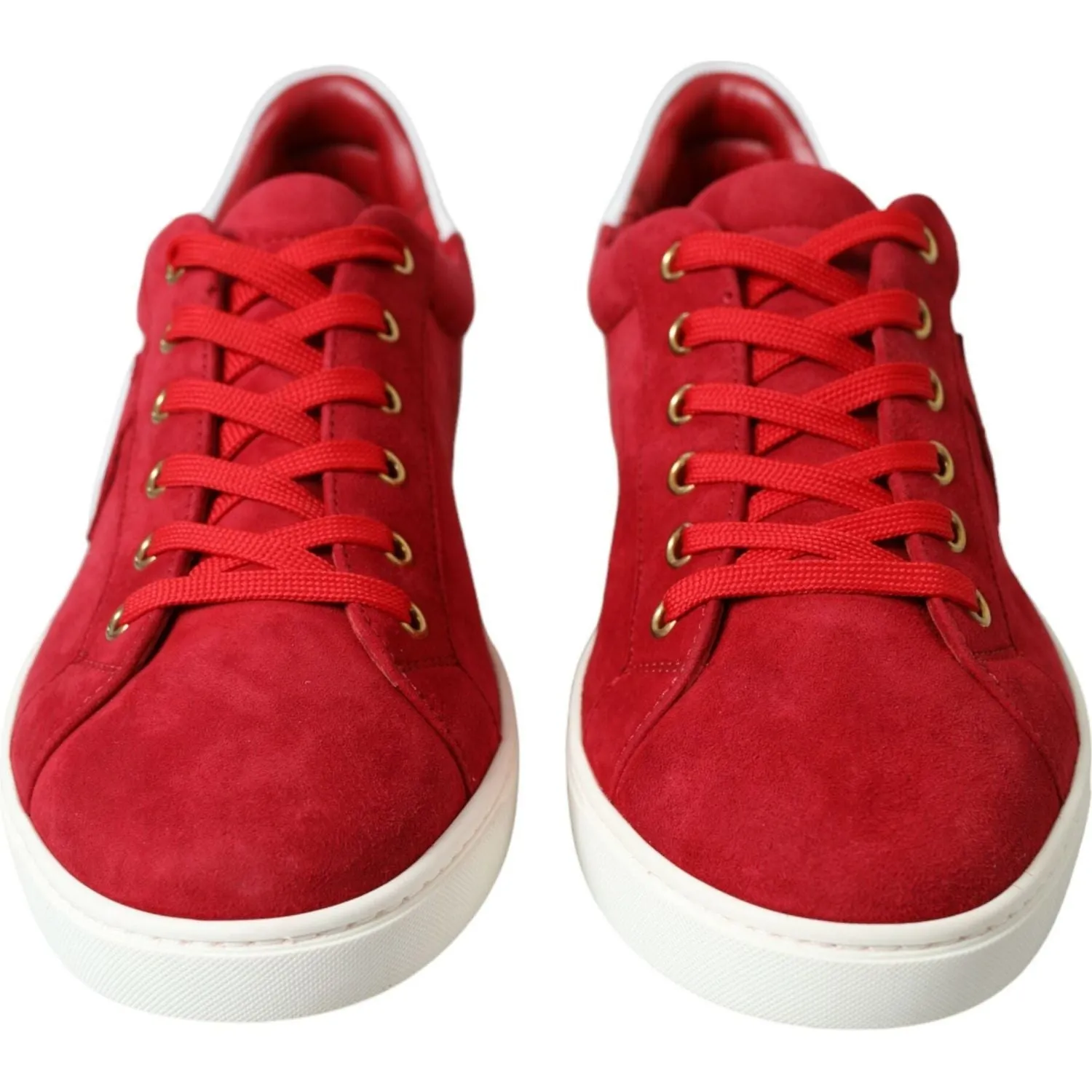 Dolce & Gabbana Elegant Red & White Leather Sneakers