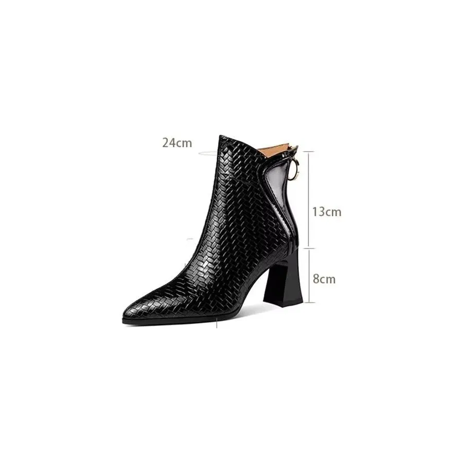 Elegant Zipper Pointed Toe Platform High Heel Boots