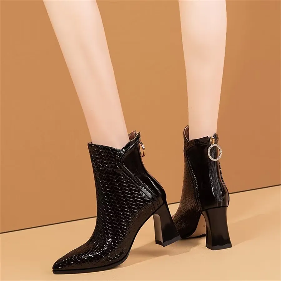 Elegant Zipper Pointed Toe Platform High Heel Boots