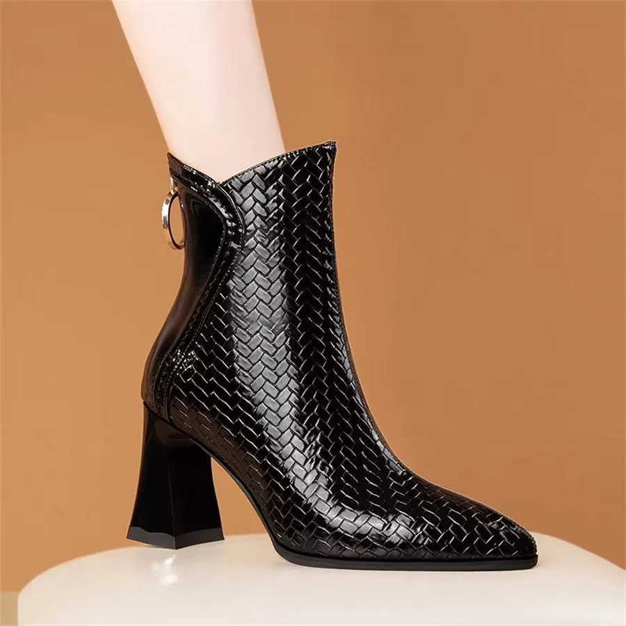 Elegant Zipper Pointed Toe Platform High Heel Boots