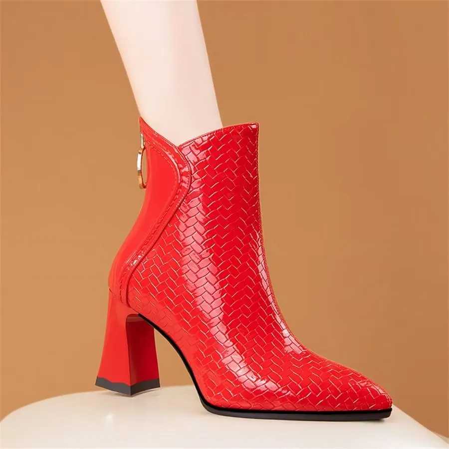 Elegant Zipper Pointed Toe Platform High Heel Boots