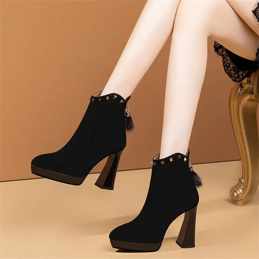 Elegant Zipper Pointed Toe Sculpted High Heel Boots