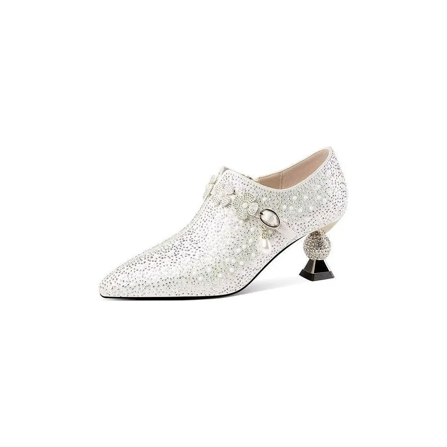 Embossed Elegance: Exotic Slip-On Pointed Toe Heels