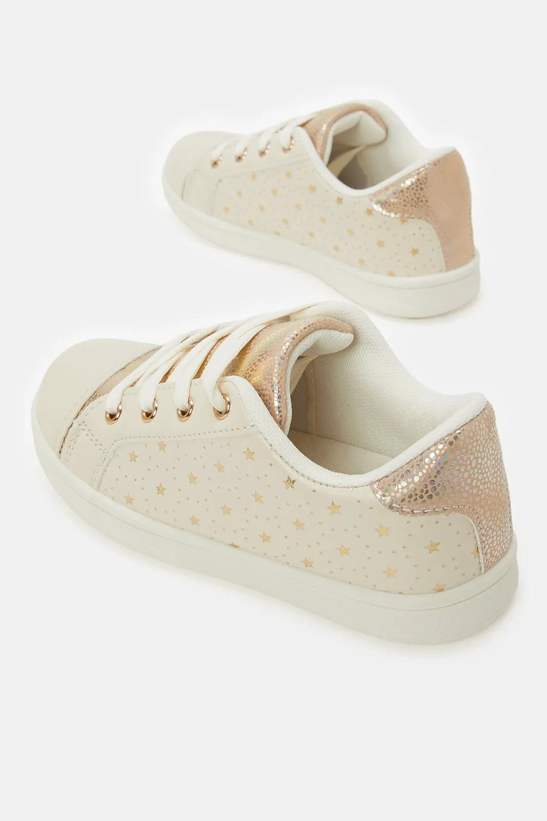 Girls Gold Laser Cut Sneaker