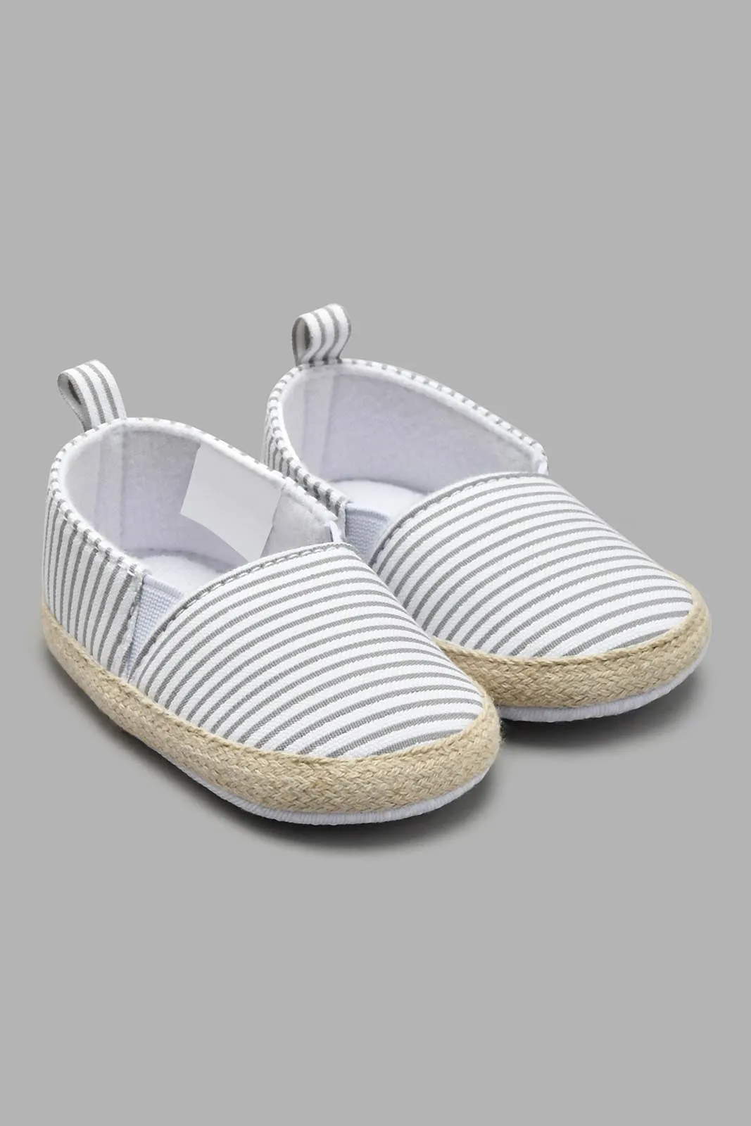 Grey Striped Pram Shoe