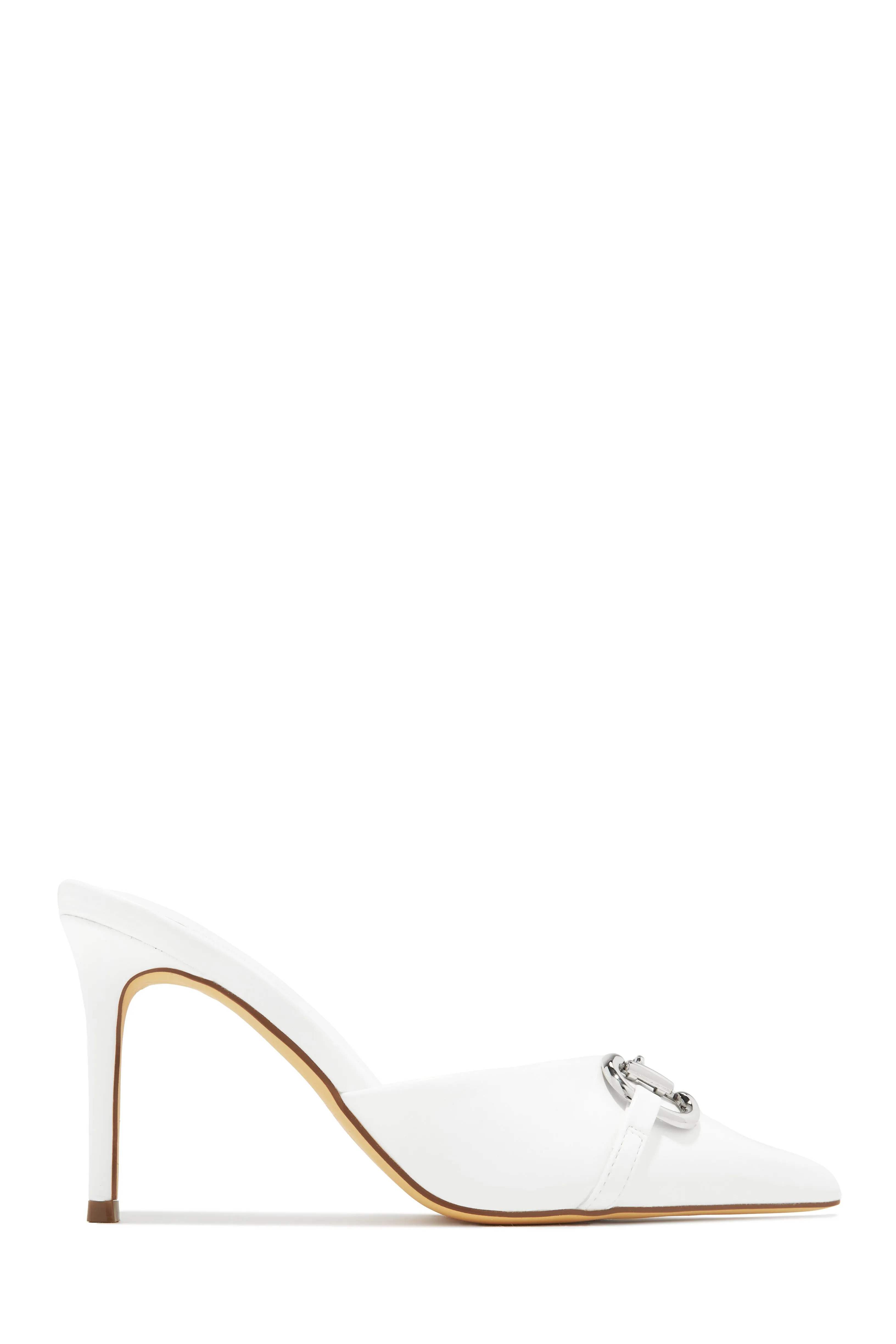 Kaia Pointed Toe Mule Heels - Silver