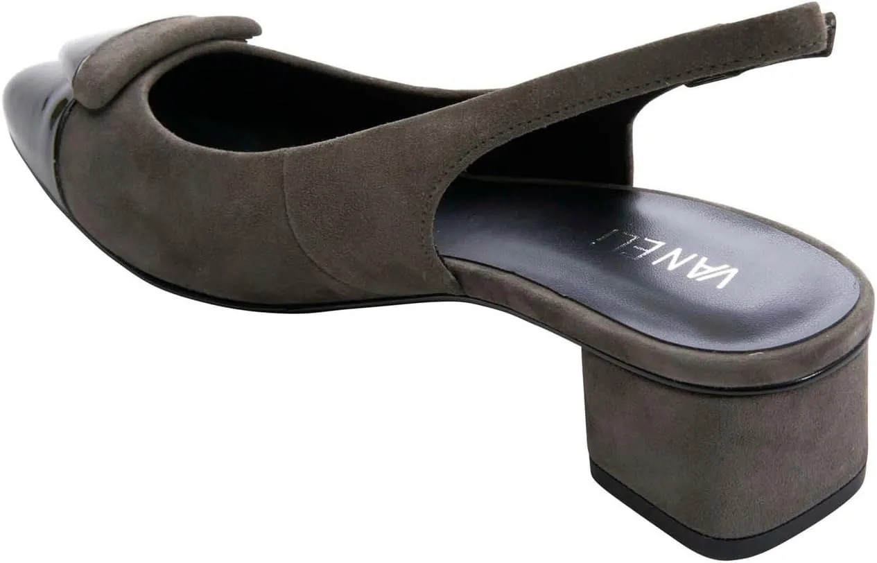 Lomie Vaneli shoes, Gray Suede/Black Patent