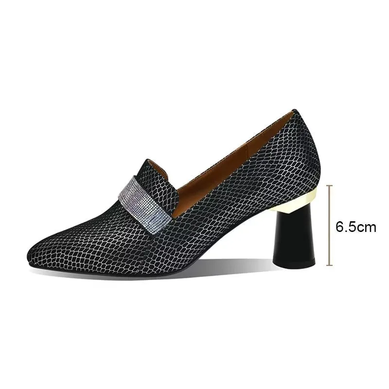 Luxe Exotic Cow Leather Slip-on Heels