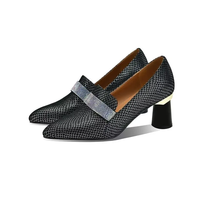 Luxe Exotic Cow Leather Slip-on Heels