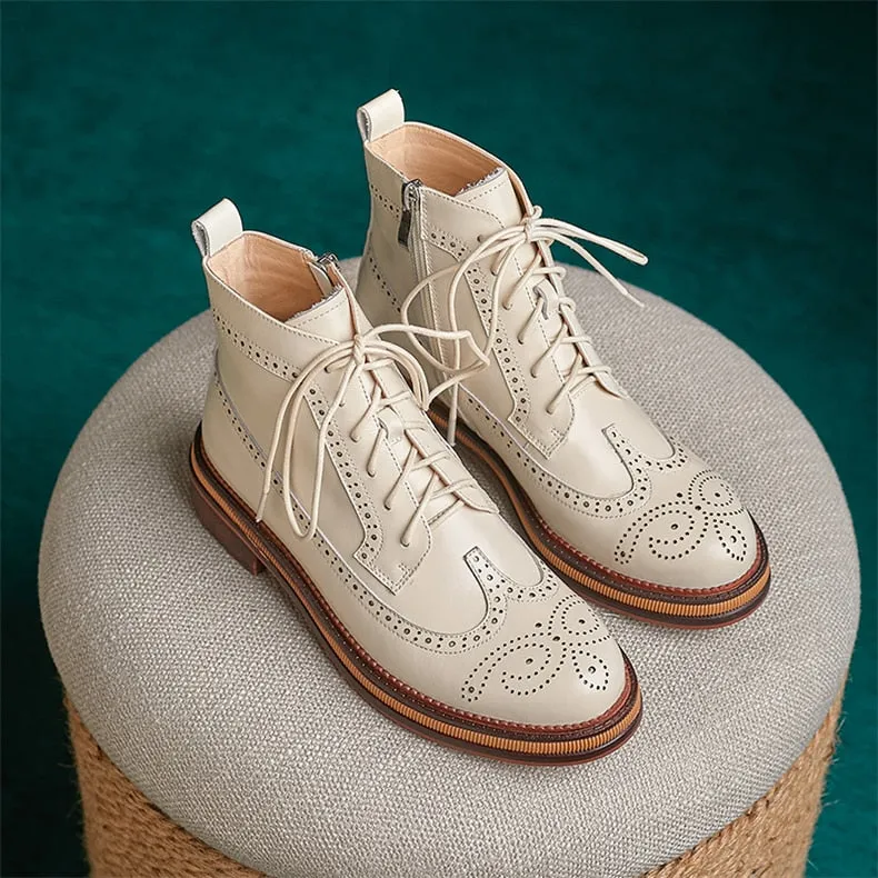 LuxeLeather Chic Square Toe Lace-up Casual Shoes