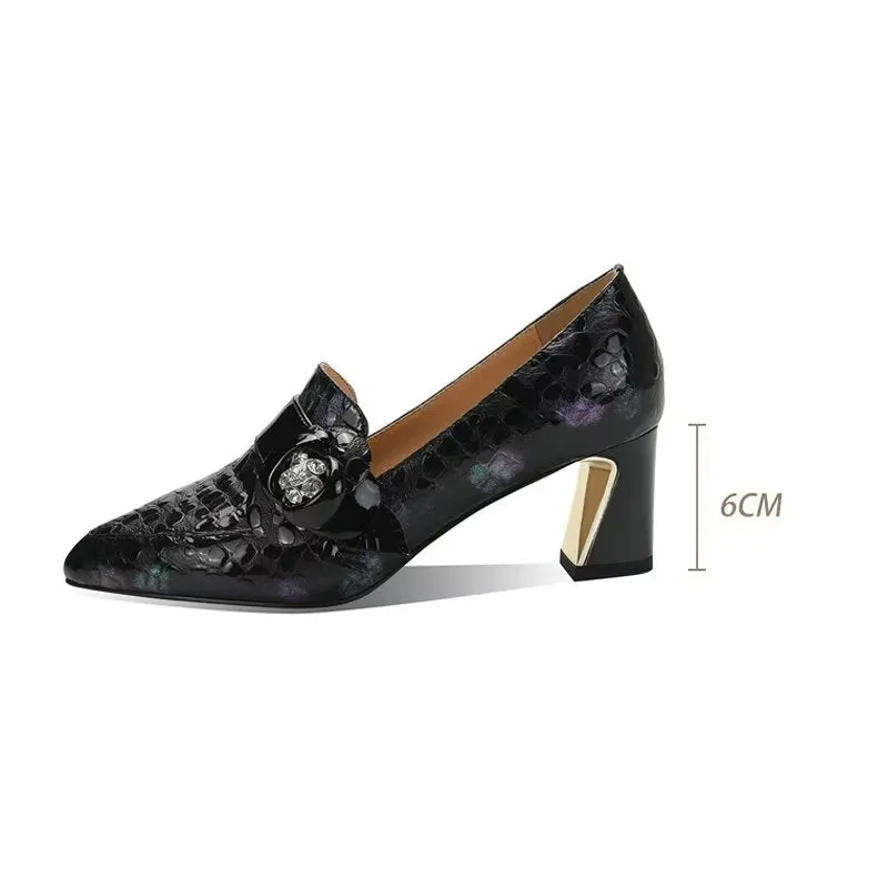 LuxeLeather Exotic Pointed Toe Slip-On Heels