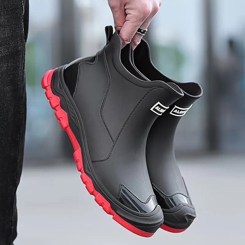 Men's Ankle Rain Boots - Soft PVC Sole, Waterproof, and Slip-Resistant - Suitable for All Ages