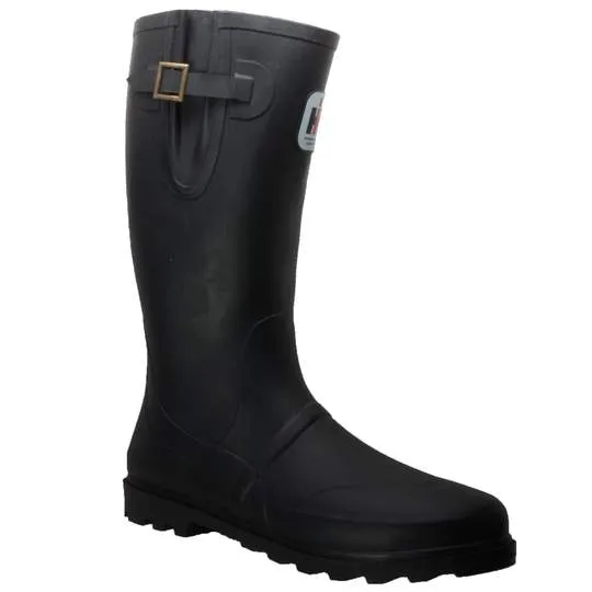 Men's Expandable Calf Rubber Boot Black Leather Boots