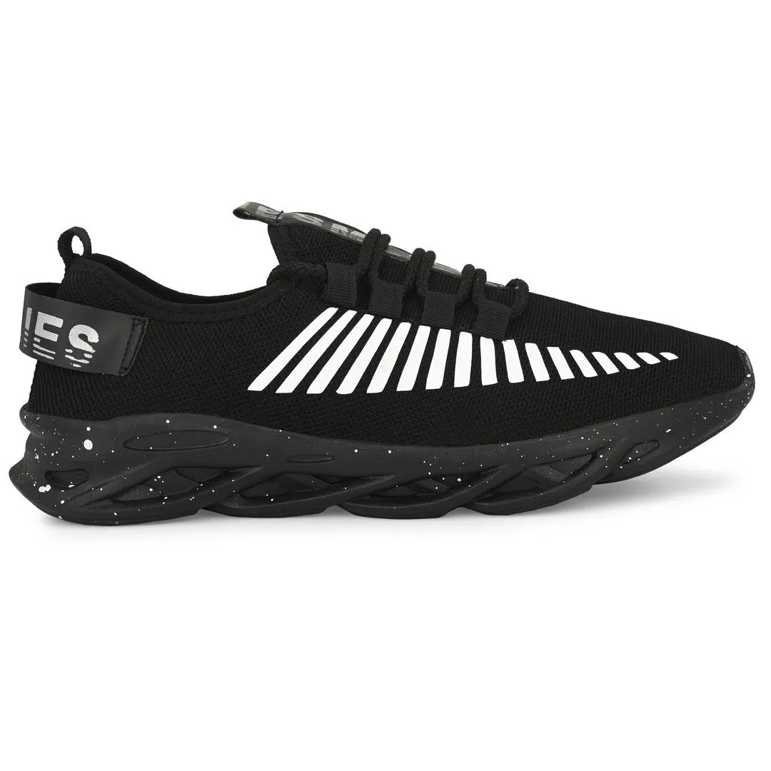 Men's Stylish and Trendy Black Printed Mesh Casual Sports Shoes