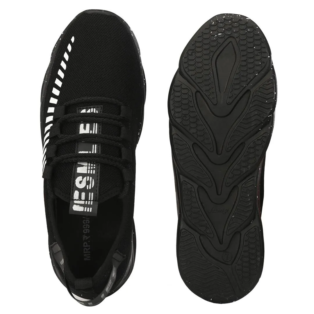 Men's Stylish and Trendy Black Printed Mesh Casual Sports Shoes