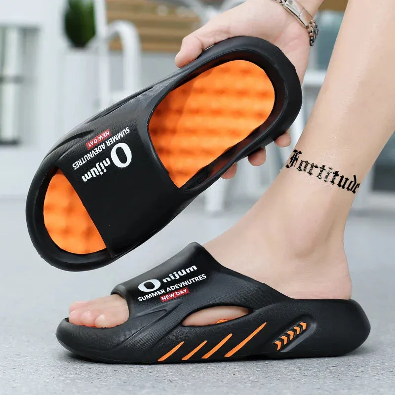 Orange Fire Casual Beach Massager Slippers