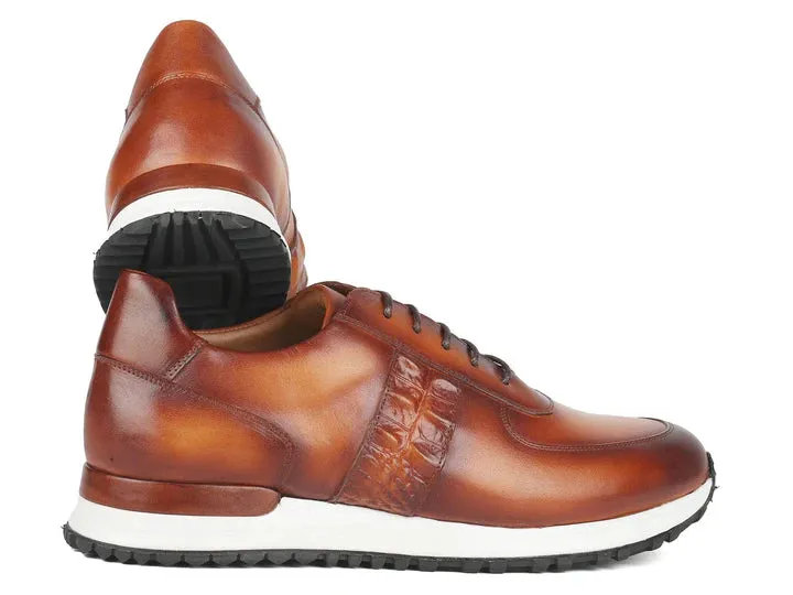 Paul Parkman Men's Brown Hand-Painted Sneakers