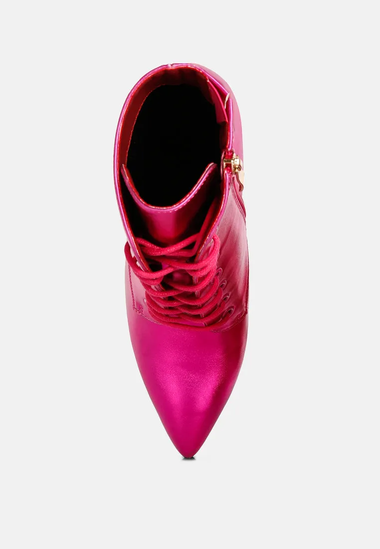 PIET Fuchsia Metallic Stiletto Ankle Boot