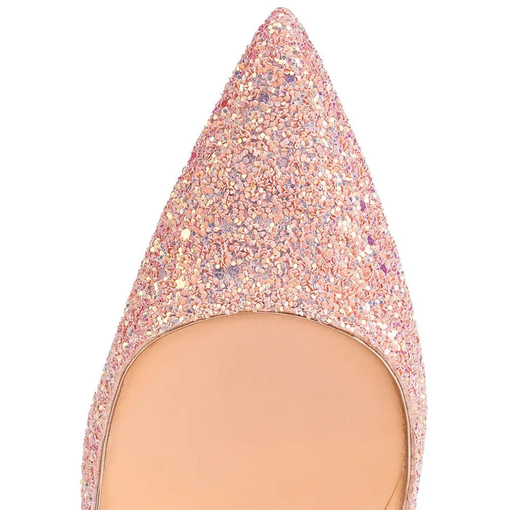 Pre Order:  Glittery Pink Shallow Cut Stilettos