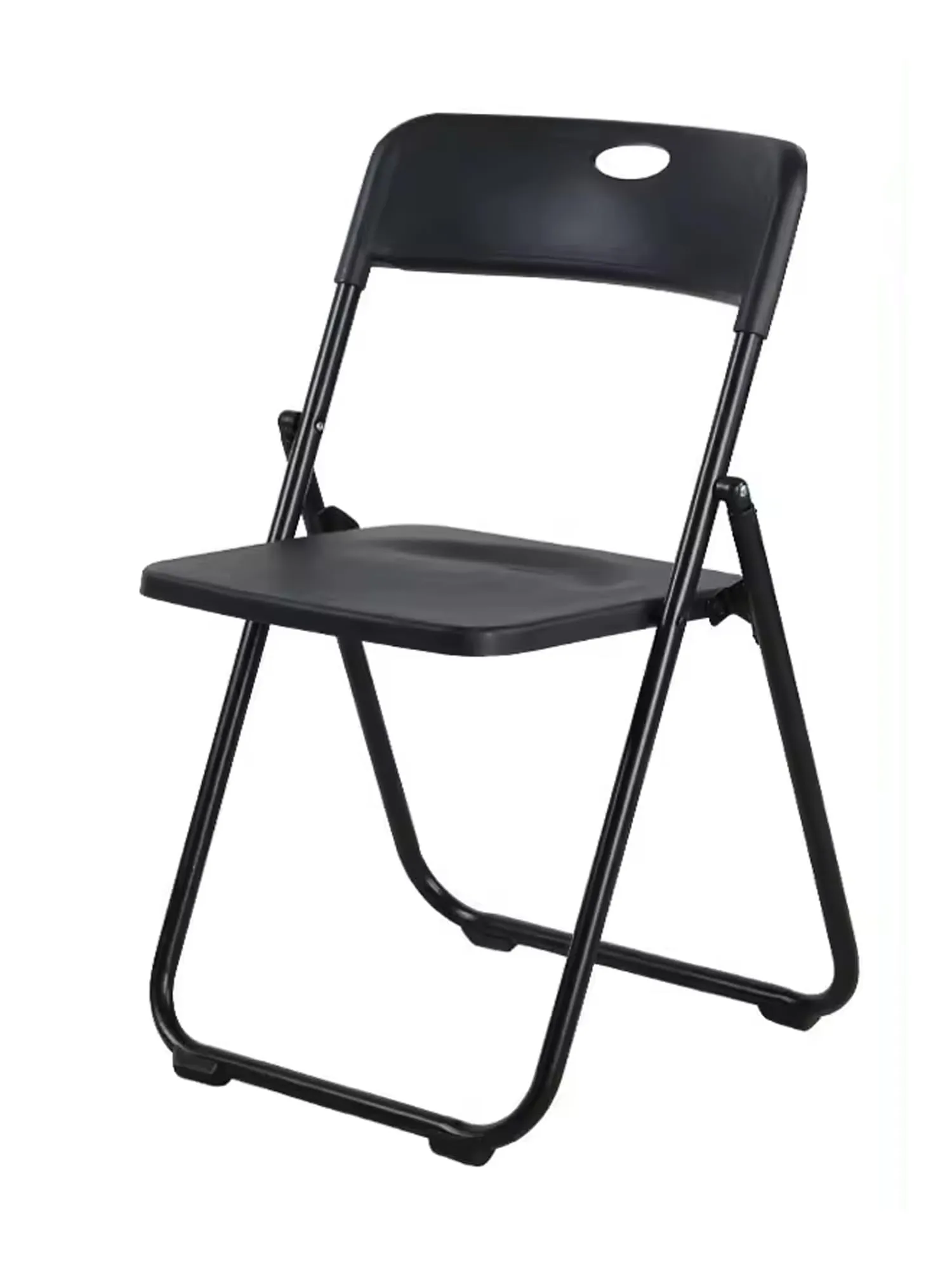 SAVYA HOME Folding Chair for Home | Iron Frame & PP Plastic Seat | Lightweight, Portable, Balcony, Garden, Camping Chair | Anti Slip Legs | Indoor Outdoor Chair | Black | 44 * 42 * 75cm