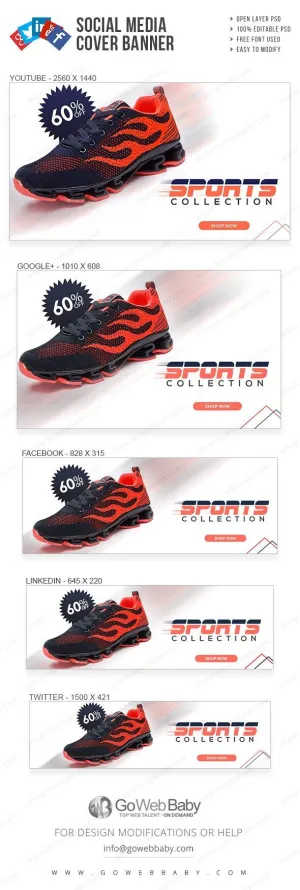 Social Media Cover Banner - Sports Footwear For Website Marketing