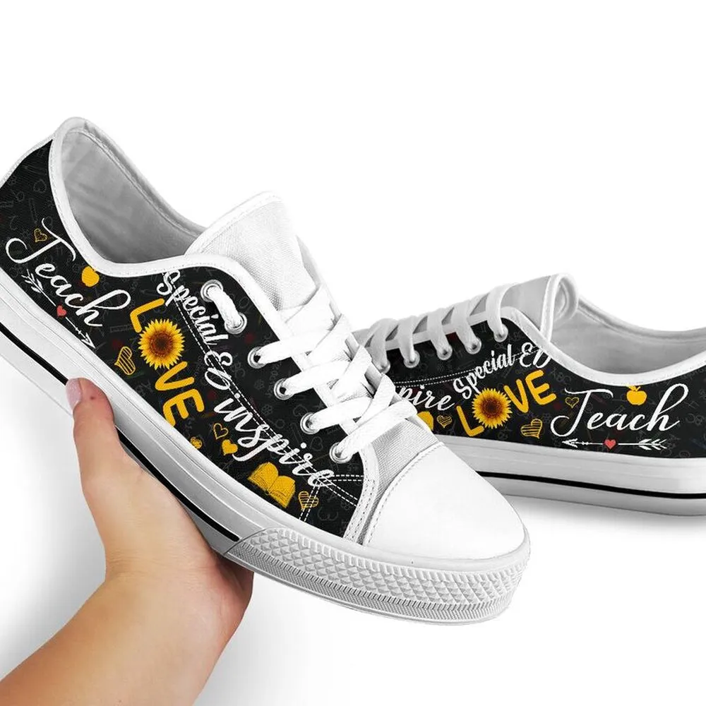 Special Ed Teach Sunflower Low Top Shoes, Teacher Shoes, Low Top Sneakers