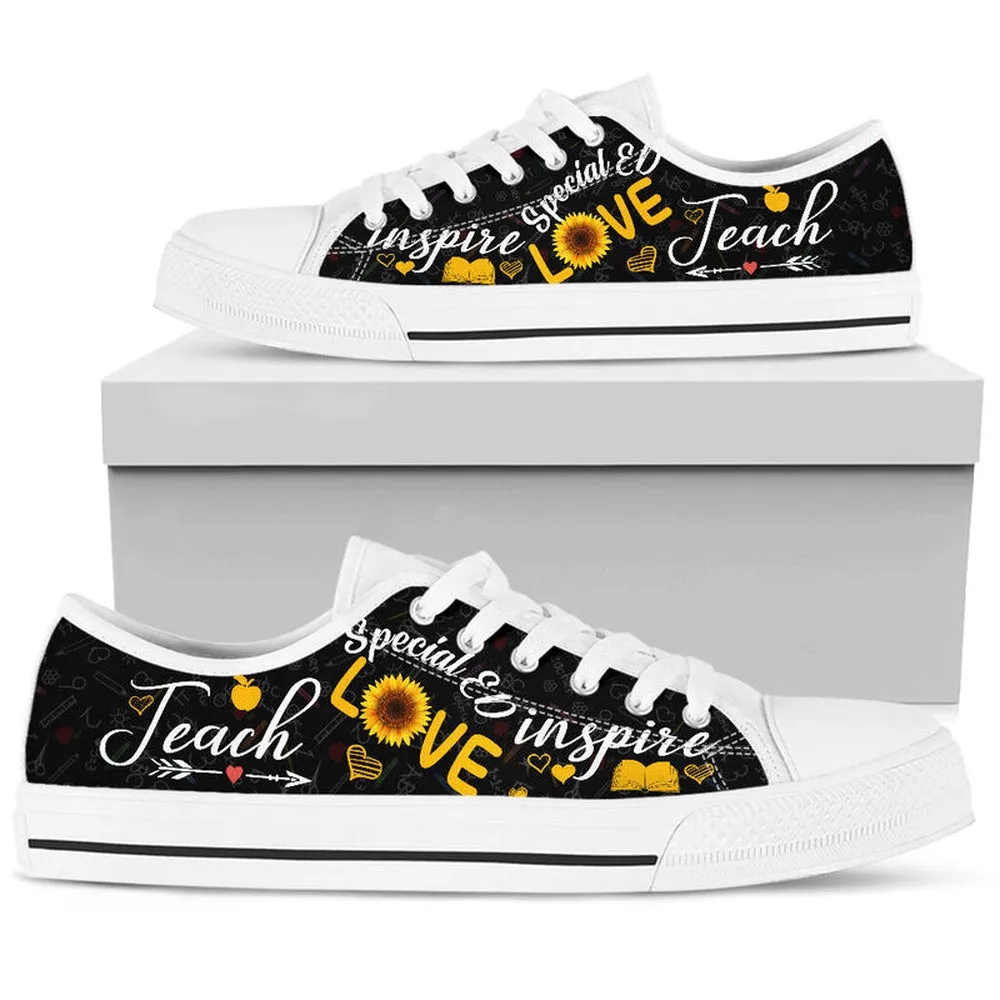 Special Ed Teach Sunflower Low Top Shoes, Teacher Shoes, Low Top Sneakers