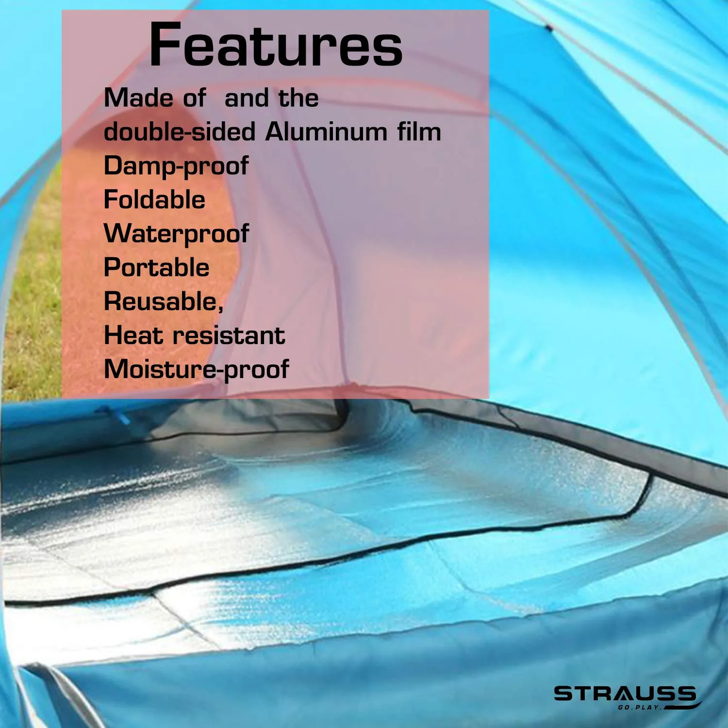 Strauss Camping Tent Mat | Double-Sided Moisture-Proof Aluminum Foil Foam Pad | Waterproof and Insulating Foil Mat | Picnic Mat | Camping Mat for Beach, Tent and Camping,(2 Person)