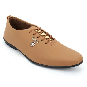 Stylish Peach Synthetic Leather Solid Men's Sneakers