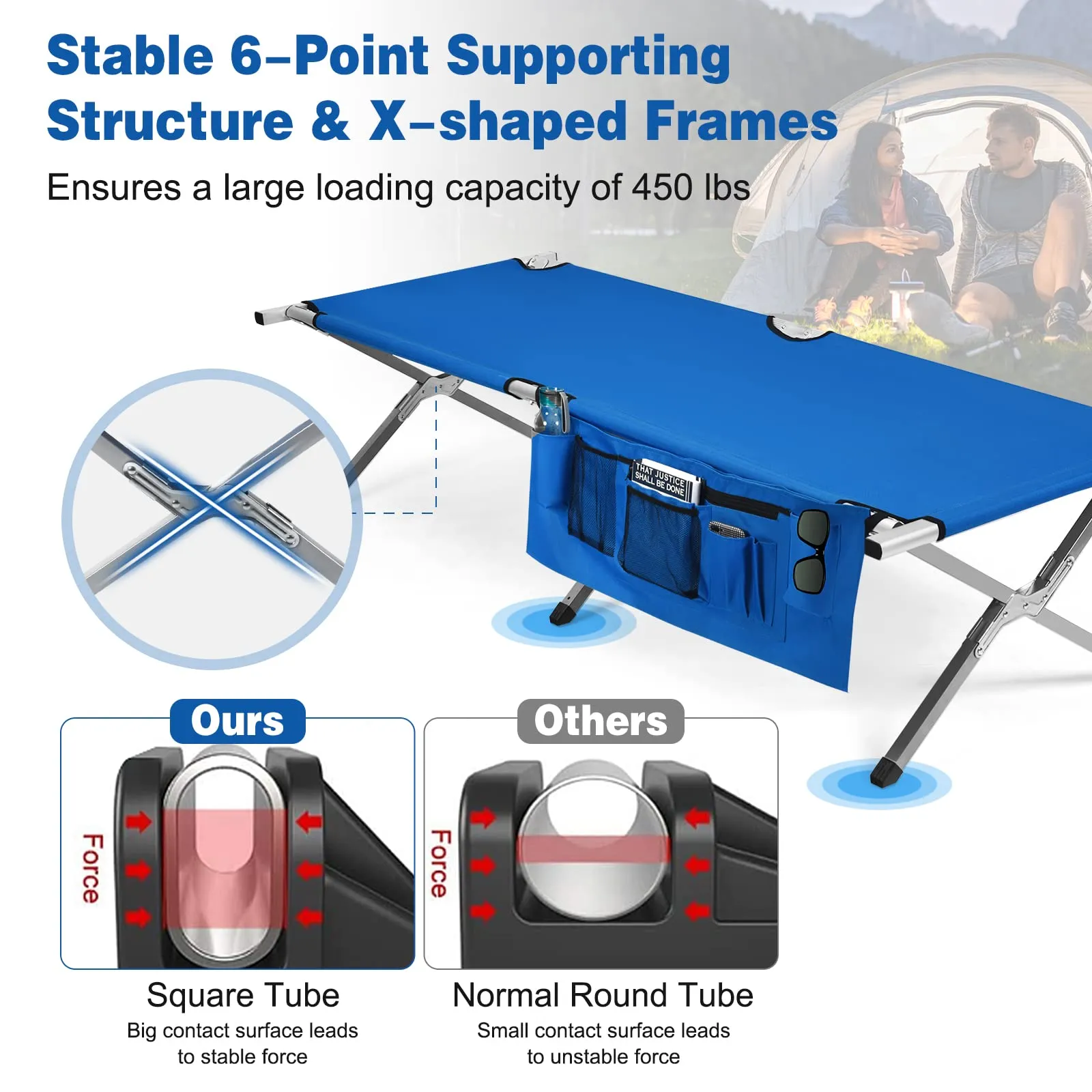 Tangkula Folding Camping Cot, Portable Sleeping Cot with Carrying Bag