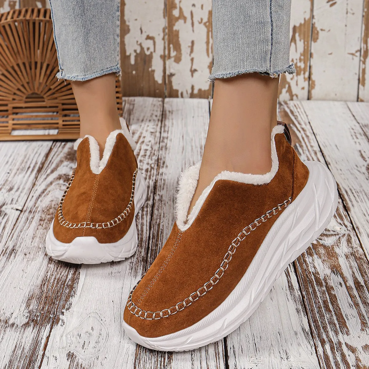 Thermal Suede Platform Slip-On Boots