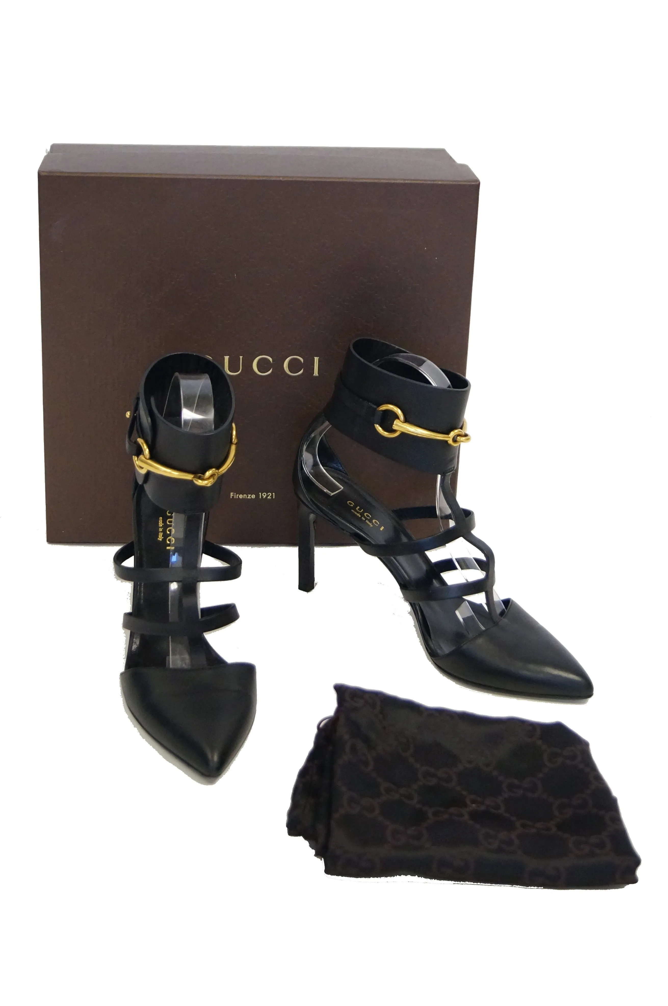 Tom Ford for Gucci Black Ankle Strap with Horsebit Logo Heels, 2000s