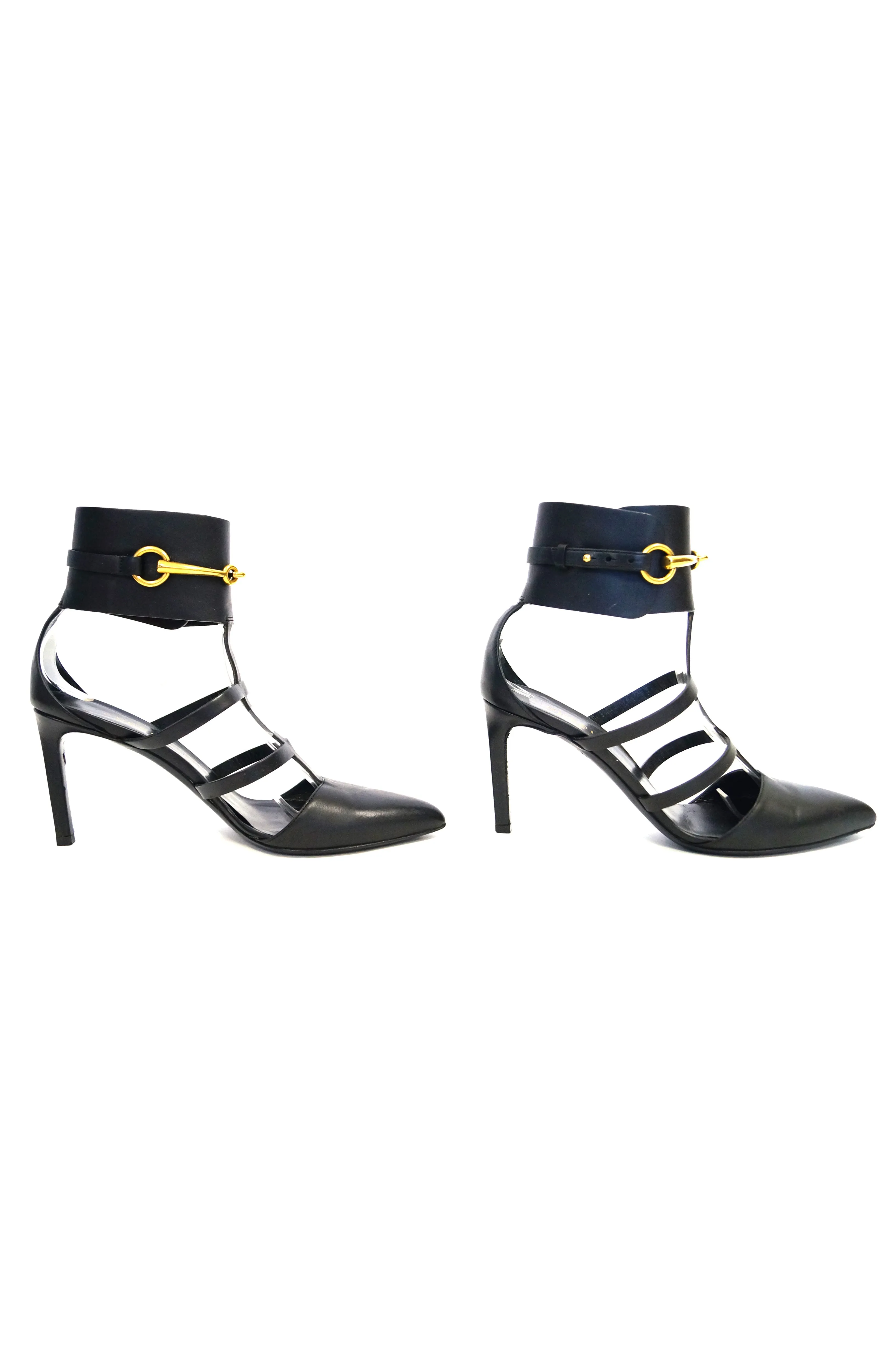 Tom Ford for Gucci Black Ankle Strap with Horsebit Logo Heels, 2000s