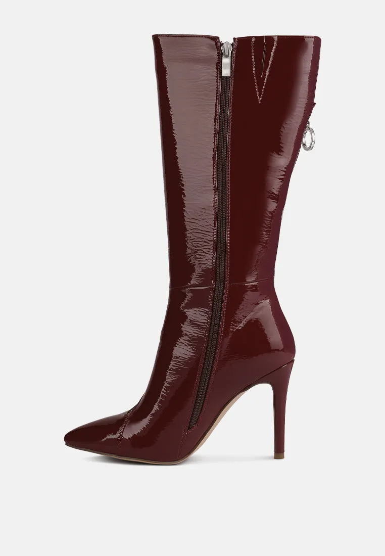 TSAROH Zip Around Calf Boot In Burgundy