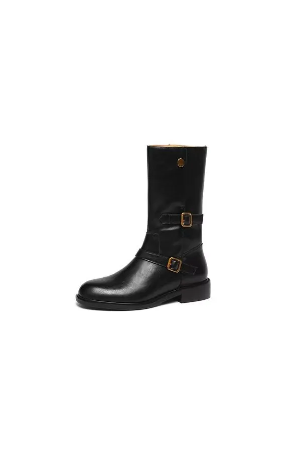 Urban Style Mid-Calf Leather Boots