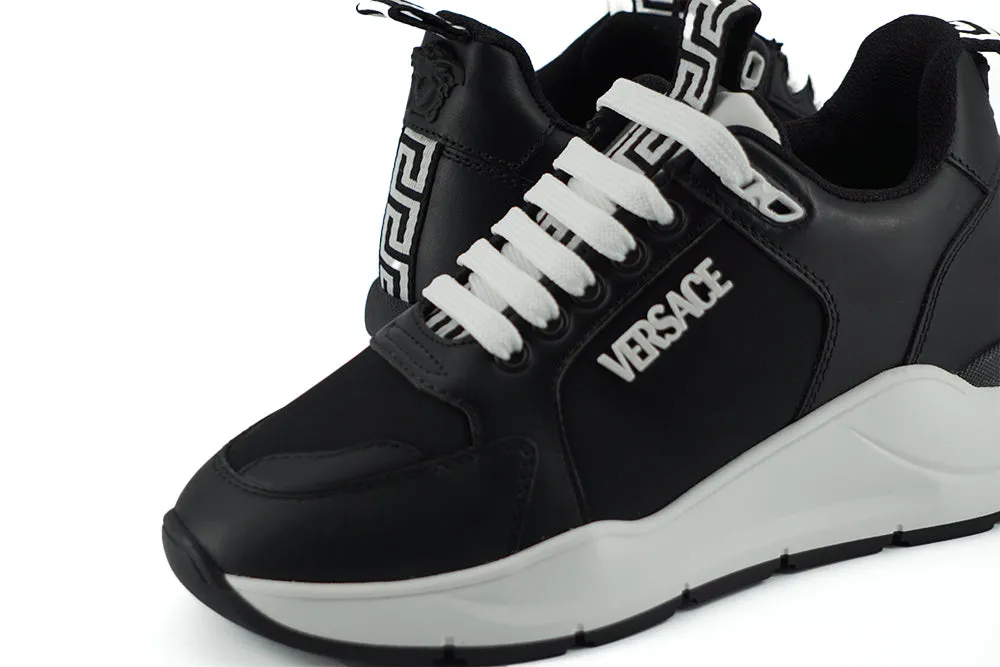 Versace Black Monochrome Leather Sneakers